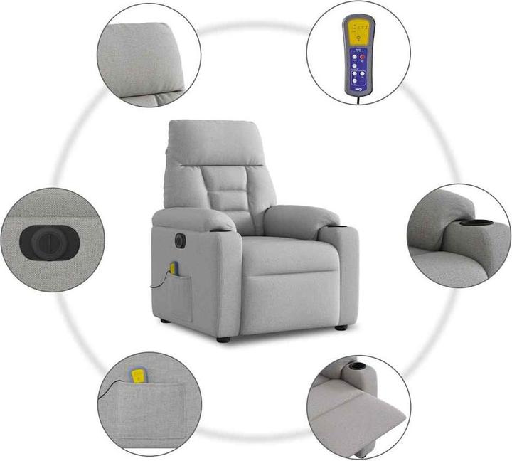Immagine prodotto vidaXL Poltrona massaggiante elettrica in tessuto grigio nuvola