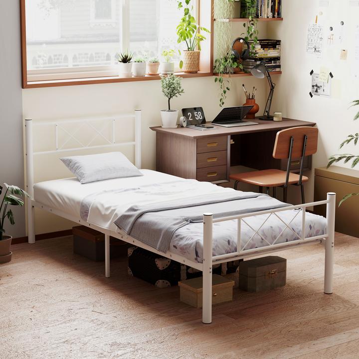 Produktbild Homcom Bettrahmen Stahl Weiss