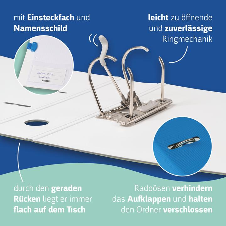 Produktbild Brunnen WAVE Ordner azur Kunststoff 7,0 cm DIN A4 (A4, 70 mm, 1 Stk.)