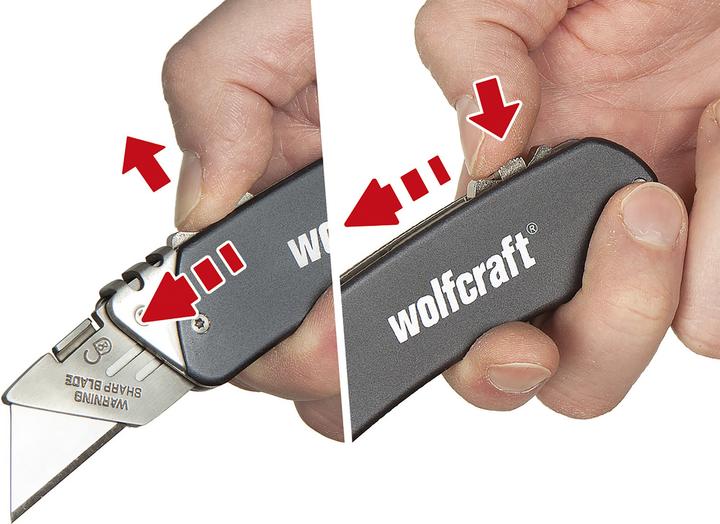 Produktbild wolfcraft 1 Alu-Freizeitmesser, einziehbare Klinge (Cutter)