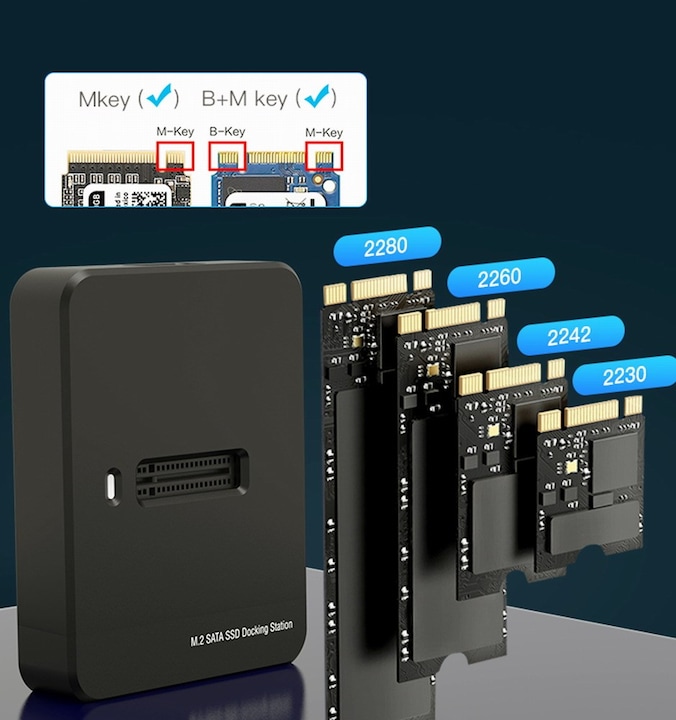 Produktbild Gembird Desktop USB Type-C M.2 SATA & NVME SSD drive docking station (M.2)