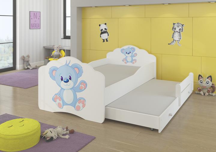 Actual product image ADRK Furniture Double bed with mattresses CASIMO II BLUE BEAR 160x80 (80 x 160 cm)