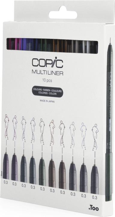 Immagine prodotto Copic Set di colori Multiliner, 0,3 mm, 10 pezzi (Verde oliva, Lavanda, Seppia, Nero, Grigio caldo, Grigio freddo, Pink, Vitivinicolo, Cobalto, Brown, 10 x)