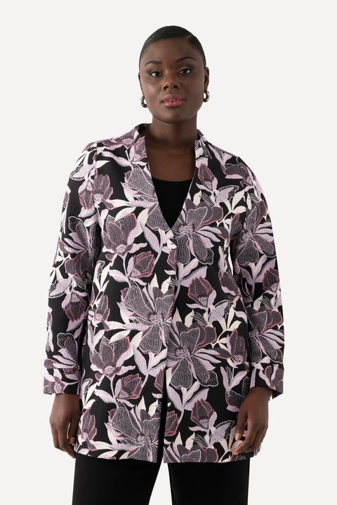 Image du produit Ulla Popken Veste Jacquard motif fleurs, col calice et encolure en V (46, 48)