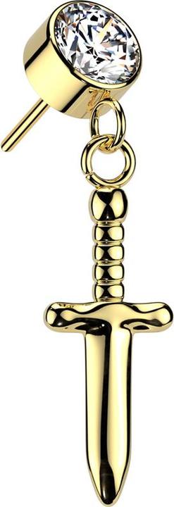 Actual product image Star Piercing Threadless Zylinder vergoldet Kristall silber Anhänger Dolch vergoldet (without brass, Titanium)