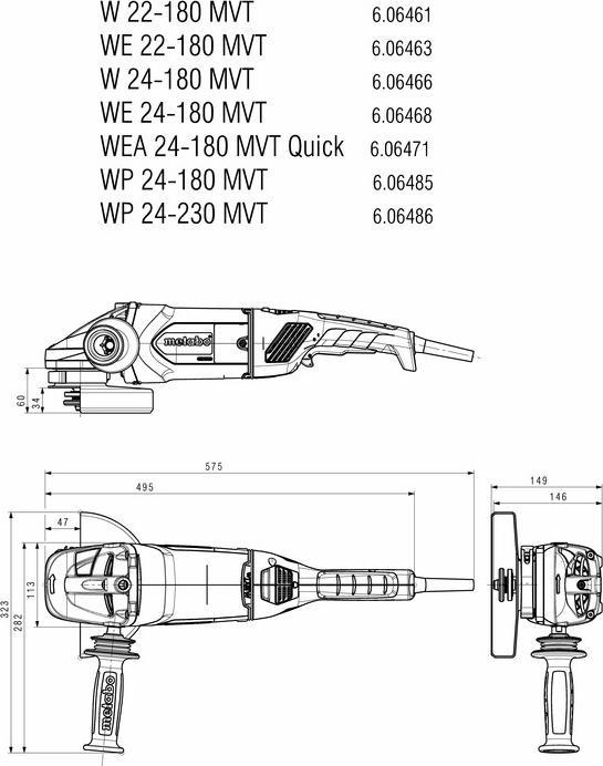 Actual product image Metabo Angle grinder WE 22-180 MVT in cardboard box (180 mm)