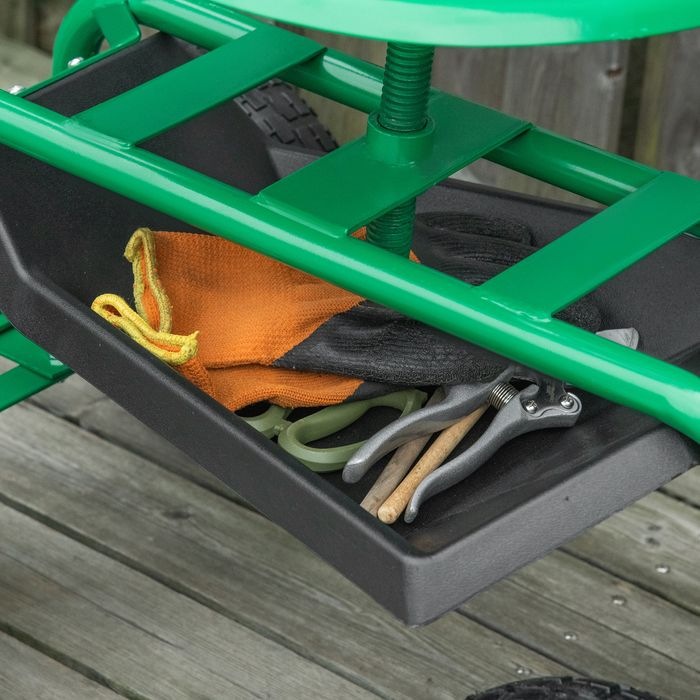 Produktbild Swisshandel24 Gartenwagen Werkstattwagen Gartensitz mit Drehsitz Ablagekorb höhenverstellbar 150 kg Tragkraft Meta