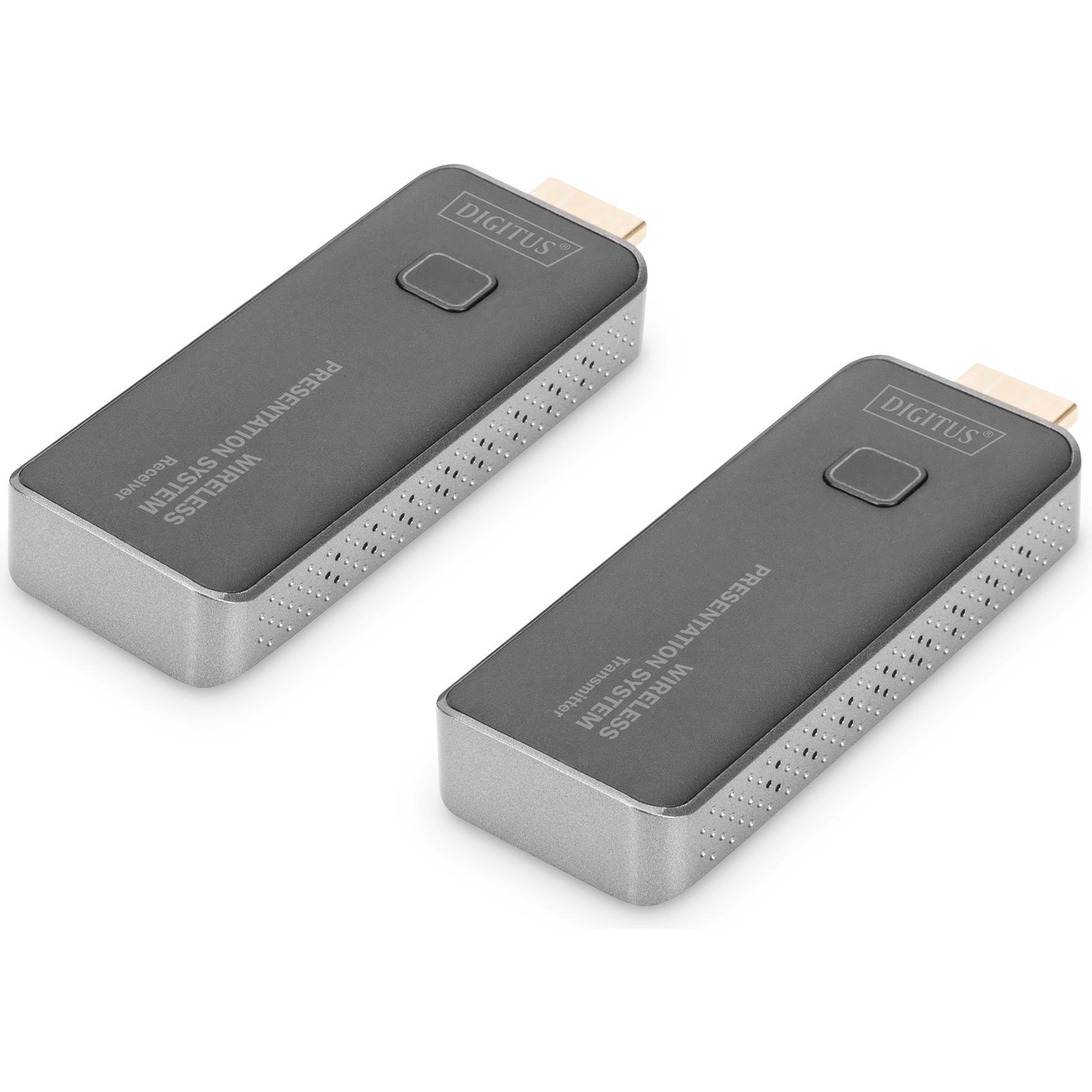 Digitus Set di sistemi di presentazione wireless (50 m, HDCP, HDMI 1.4a), Trasmettitore wireless, Grigio