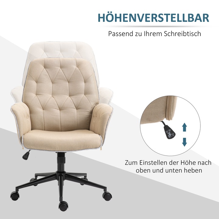 Produktbild Homcom Bürostuhl mit Wippfunktion, aus Webstoff und Polyester, gemütlich