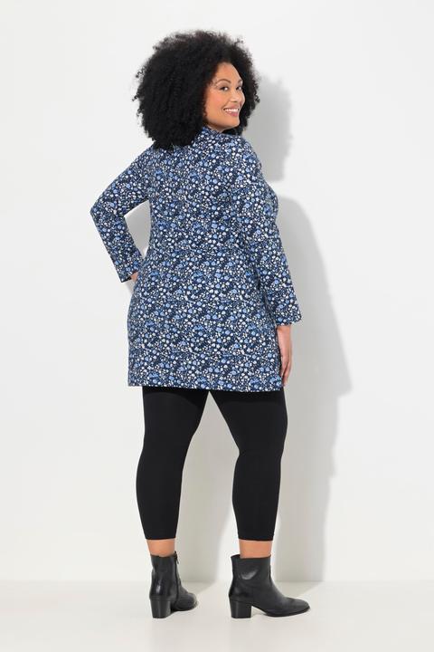 Produktbild Ulla Popken Longshirt, gemustert, A-Linie, V-Ausschnitt, Langarm (56)