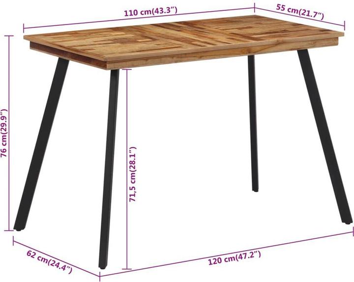 Image du produit vidaXL Esstisch (120 x 62 x 76 cm)