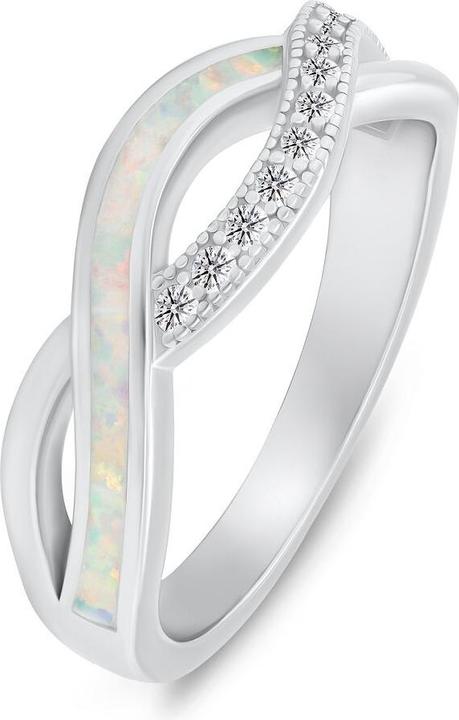 Immagine prodotto Brilio Argento - Elegante anello in argento con zirconi e opale sintetico RI126W - Circuito: 52 mm (52)