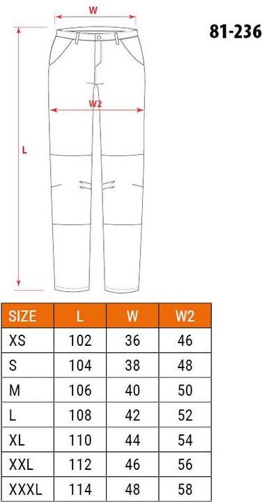 Nährwerte und Zutaten Neo Arbeitshose (S)