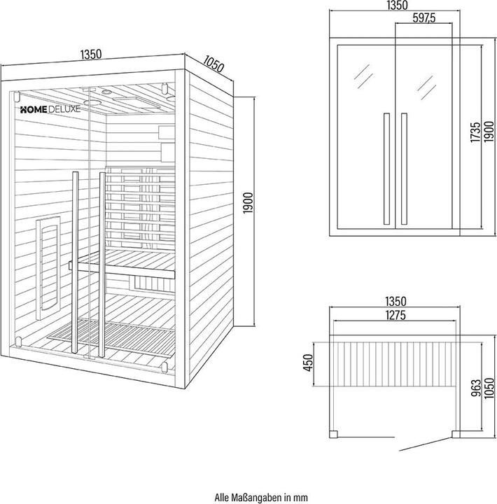 Produktbild Home Deluxe Infrarotkabine VERA M - 135x105 cm für 2 Personen - Infarotkabine mit 2350 Watt