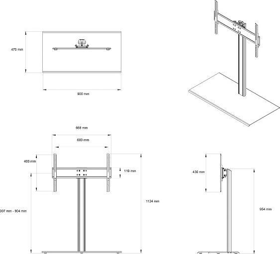 Image du produit Multibrackets Support de table XXLarge, manuel, noir, max. (55 kg, 46" - 85")