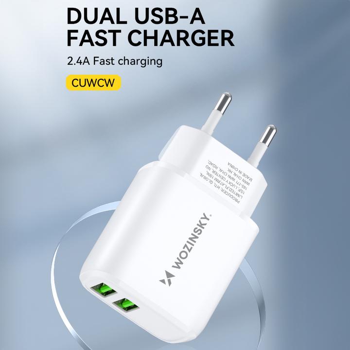 Actual product image Wozinsky CUWCW 2.4A 2 x USB-A wall charger - white