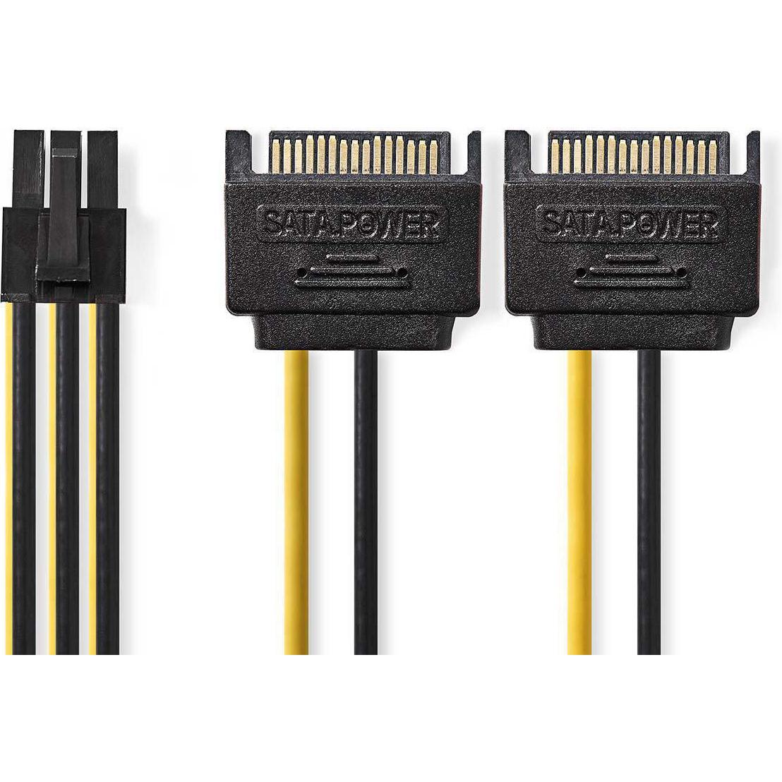 Nedis Interne Stromkabel 2X SATA 15-poliger Stecker PCI Express Buchse Vergoldet 0.20 m rund PVC Gel, Interne Kabel (PC)