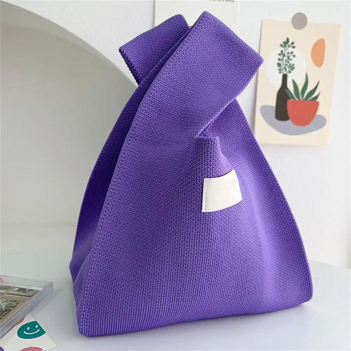Only-Bags.Store Handgefertigte Strickhandtasche Mini Knot Handgelenk-Tasche Casual Tote Bag Student