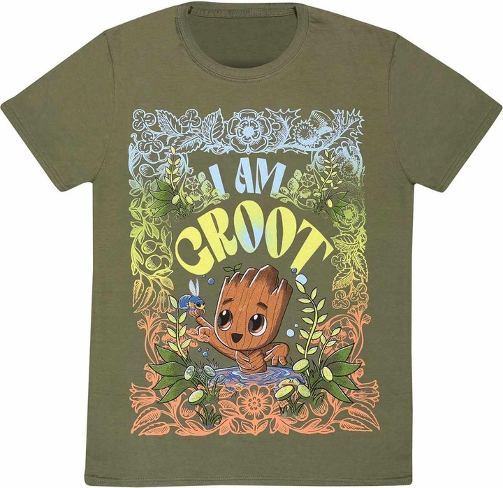 Actual product image Guardians of the Galaxy Unisex Adult I Am Groot Seventies Style T-Shirt (M)