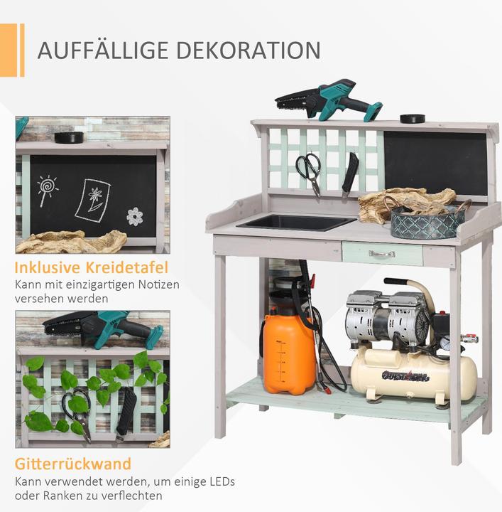 Image du produit Homcom Table de plantation avec tiroir et bac