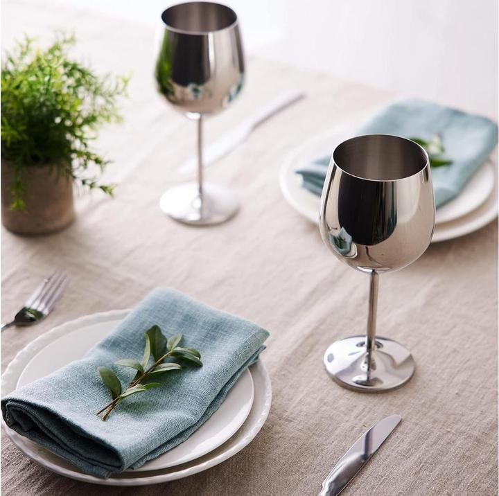 Immagine prodotto Oak & Steel Set di 2 bicchieri da vino in acciaio inossidabile (50 cl, 2 Occhiali, Set di bicchieri da vino)