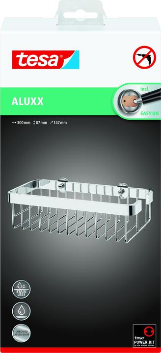 Image du produit tesa Panier de douche ALUXX avec solution adhésive sans perçage (9 x 15,5 x 31,5 cm)