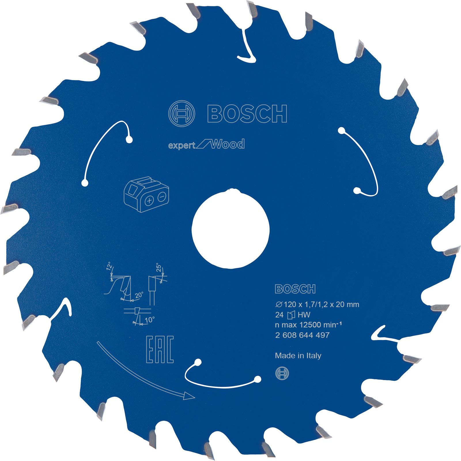 Bosch Professional Zubehör, Sägeblatt, Akku-Kreissägeblatt Expert for Wood, 120 x 1,7/1,2 x 20, 24 Zähne