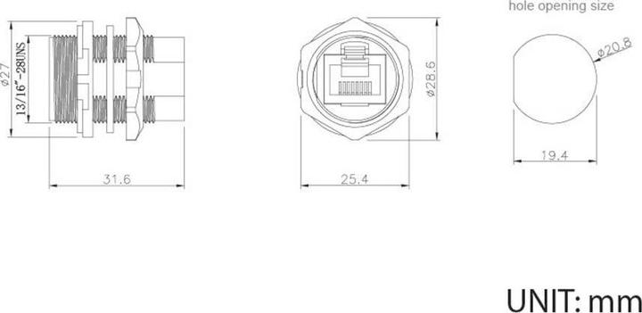 Image du produit Tru Components TC-E13T-FR6-PRB RJ45-Buchse auf Buchse für die Frontmontage IP67