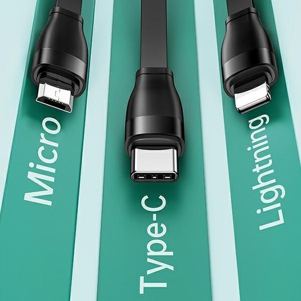 Actual product image Usams USB Usa Cable U69 3w1 1m Green / Green (lightning / microUSB / USB-C) SJ508USB03 (US-SJ508) (1 m)