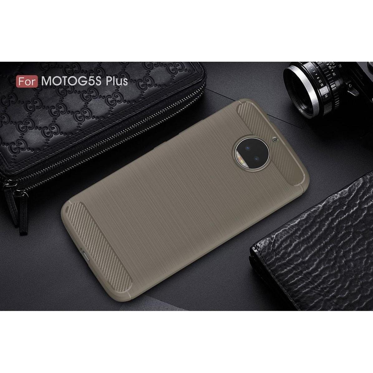 Thumbnail - König Design Motorola Moto G5S Plus Handy Hülle TPU Case Carbon Fiber Schutz Cover Grau Neu (Motorola Moto G5S Plus), Sm...