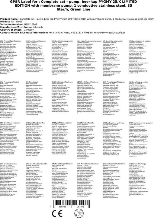 Produktbild Ich-zapfe Komplett Set - Bierzapfanlage Pygmy 25/K Limited