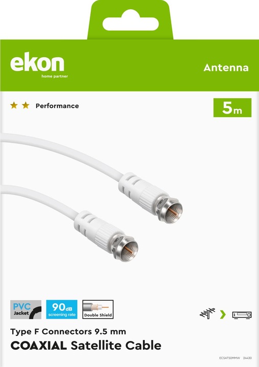 Immagine prodotto Ekon Cavo satellitare, connettori tipo F maschio a maschio Tipo F (Cavi antenna)