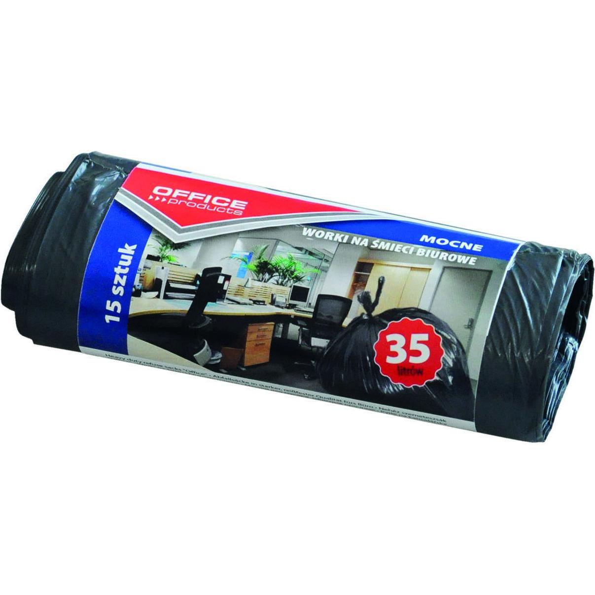 Office Products Müllbeutel, stark (ldpe), 35l, 15 stück, schwarz, Abfallsack, Schwarz