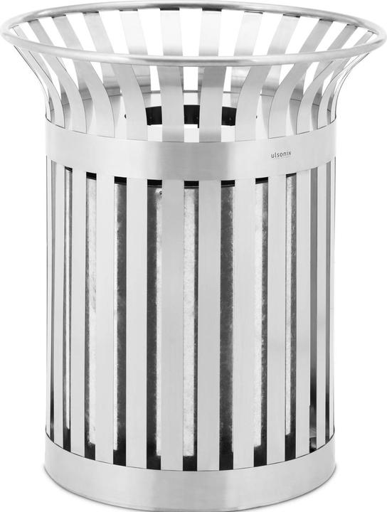 Ulsonix Rubbish Bin - round - wide slot - stainless steel / galvanised steel - silver (90 l)