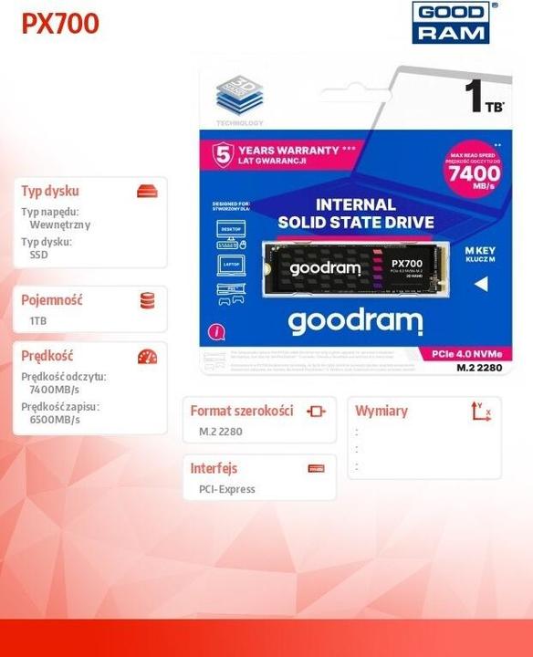 Produktbild Goodram PX700 SSD SSDPR-PX700-01T-80 (1024 GB, M.2 2280)