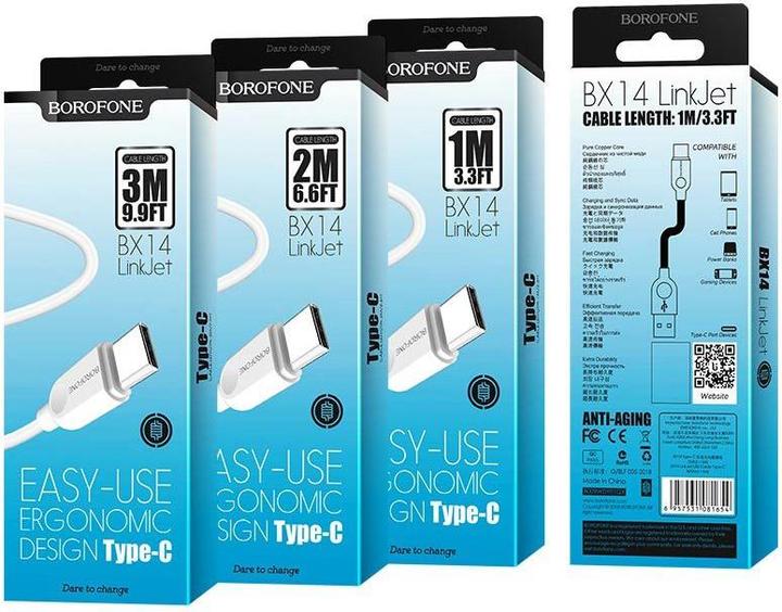 Immagine prodotto Borofone Kabel BX14 LinkJet - USB auf Typ C - 3A 1 Meter Weiss (1 m)