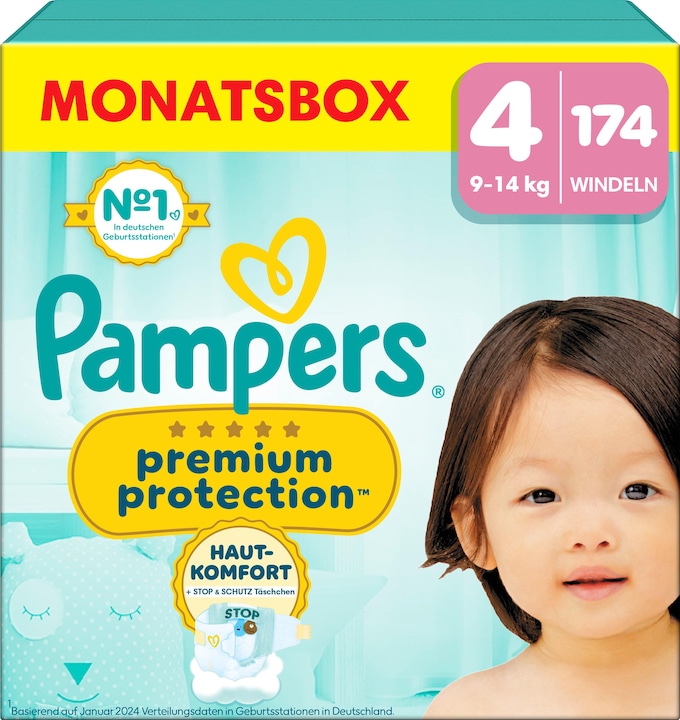 Produktbild Pampers Premium Protection (Gr. 4, Monatsbox, 174 Stück)