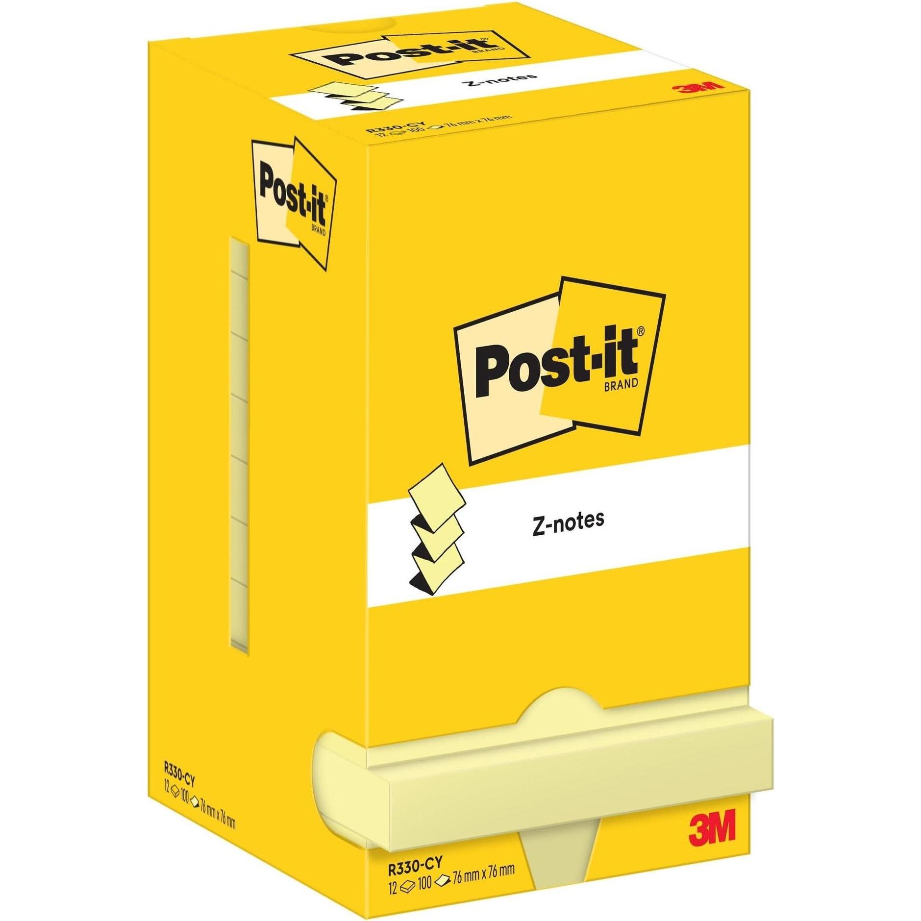 Post-it, Haftnotiz, Z-Notes Haftnotizen Standard R330 gelb 12 Blöcke (76 x 76 mm)