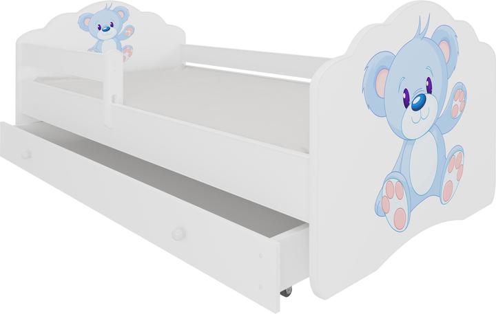 Actual product image ADRK Furniture Bed with mattress, slatted frame and drawer CASIMO BLUE BEAR 140x70 (70 x 140 cm)
