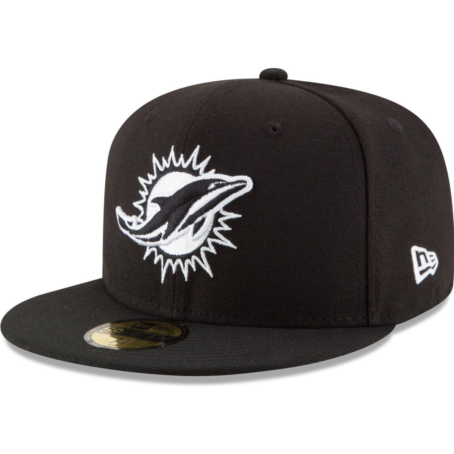 New Era, Herren, Cap, 59Fifty Fitted Cap - BLACK Miami Dolphins - 7 1/8, Schwarz, (7 1/8)