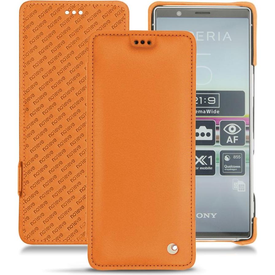 Noreve Lederschutzhülle horizontal (Sony Xperia 5), Smartphone Hülle, Orange