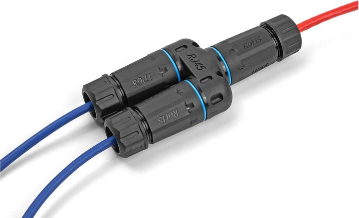 Actual product image Delock Cable connector RJ45 socket to 2 x RJ45 socket Cat.6A waterproof (Network coupling)