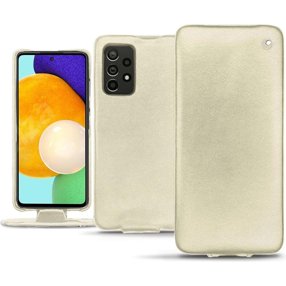 Noreve Lederschutzhülle vertikal (Samsung Galaxy A52), Smartphone Hülle, Weiss