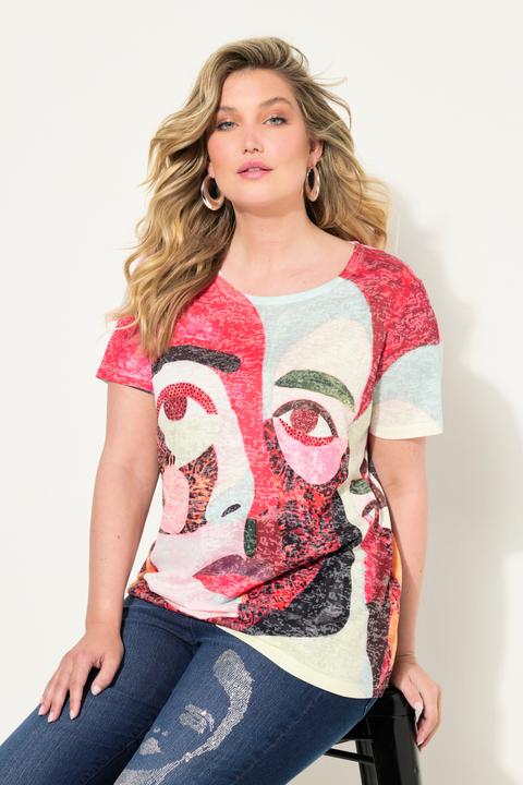 Actual product image Miamoda Comfortable T-Shirt with Decorative Face Print (52)