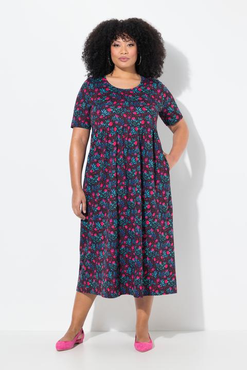 Actual product image Ulla Popken Floral Print Empire Knit A-Line Pocket Dress (62)