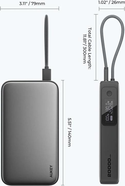 Produktbild Aukey Spark Sling (20000 mAh, 100 W, 74 Wh)