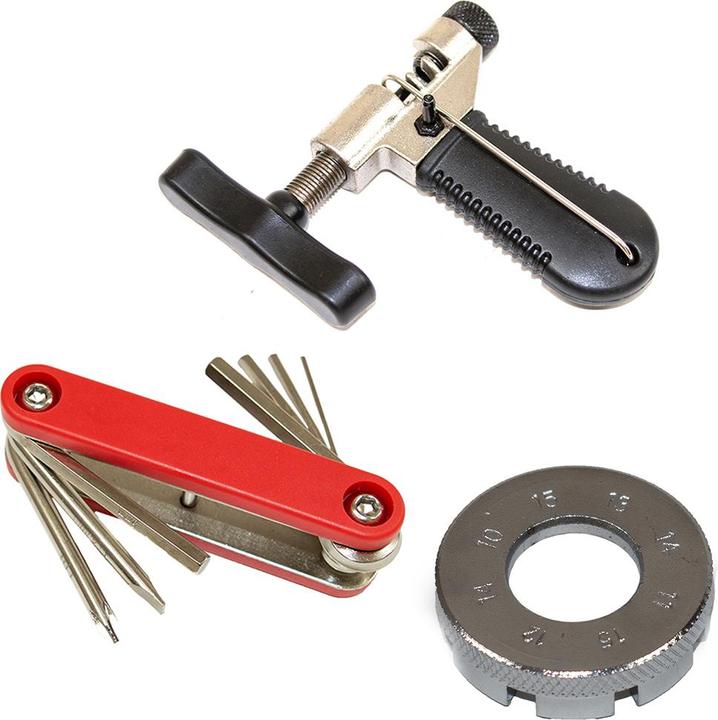 29BT Kit entretien : 1x outil clé allen + 1x serre rayon + 1x outil de réparation chaîne vélo