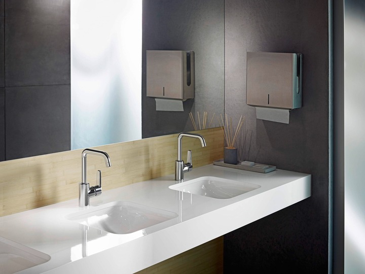 Actual product image Hansa HANSAPOLO single lever basin mixer, without pop-up waste, 152mm projection, 51531193