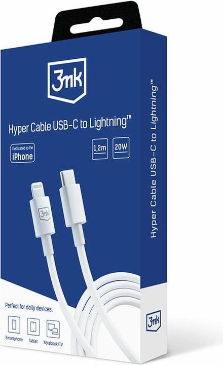 Produktbild 3MK Hyper Cable USB-C - Lightning 20W 1.2m Biały/White Kabel (1.20 m, USB 3.2 Gen 1, 20 W)