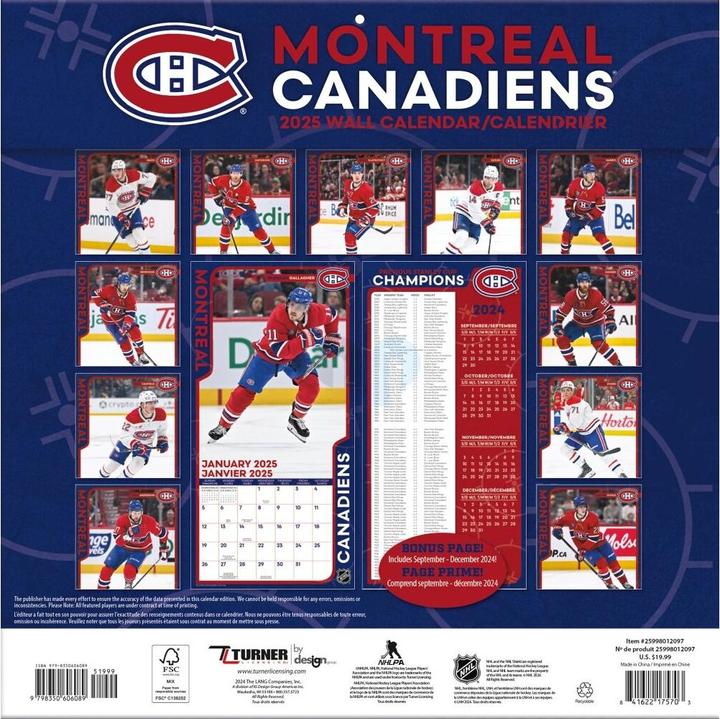 Actual product image NHL - Montreal Canadians - 30.5 x 30.5 cm (bilingual) wall calendar 2025 (30.5 x 30.5 cm)